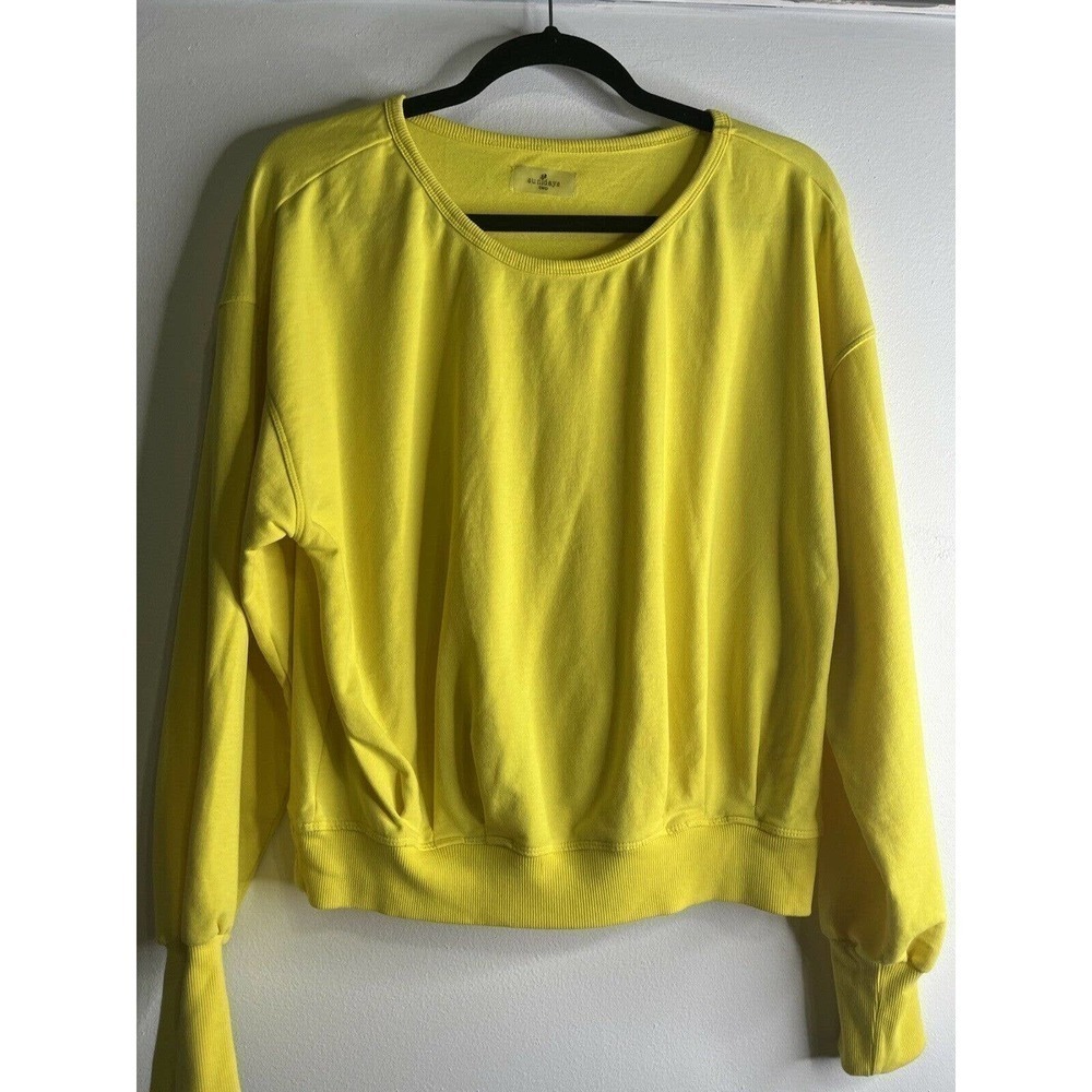 Sundays Two Pullover Sweatshirt Size Medium Bright Yellow Long Sleeves
